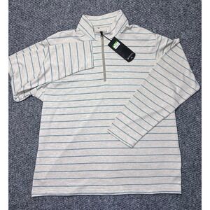 Antigua Performance-72 Men's XXL Striped 1/4 Zip Golf Sweater Gray Blue NWT